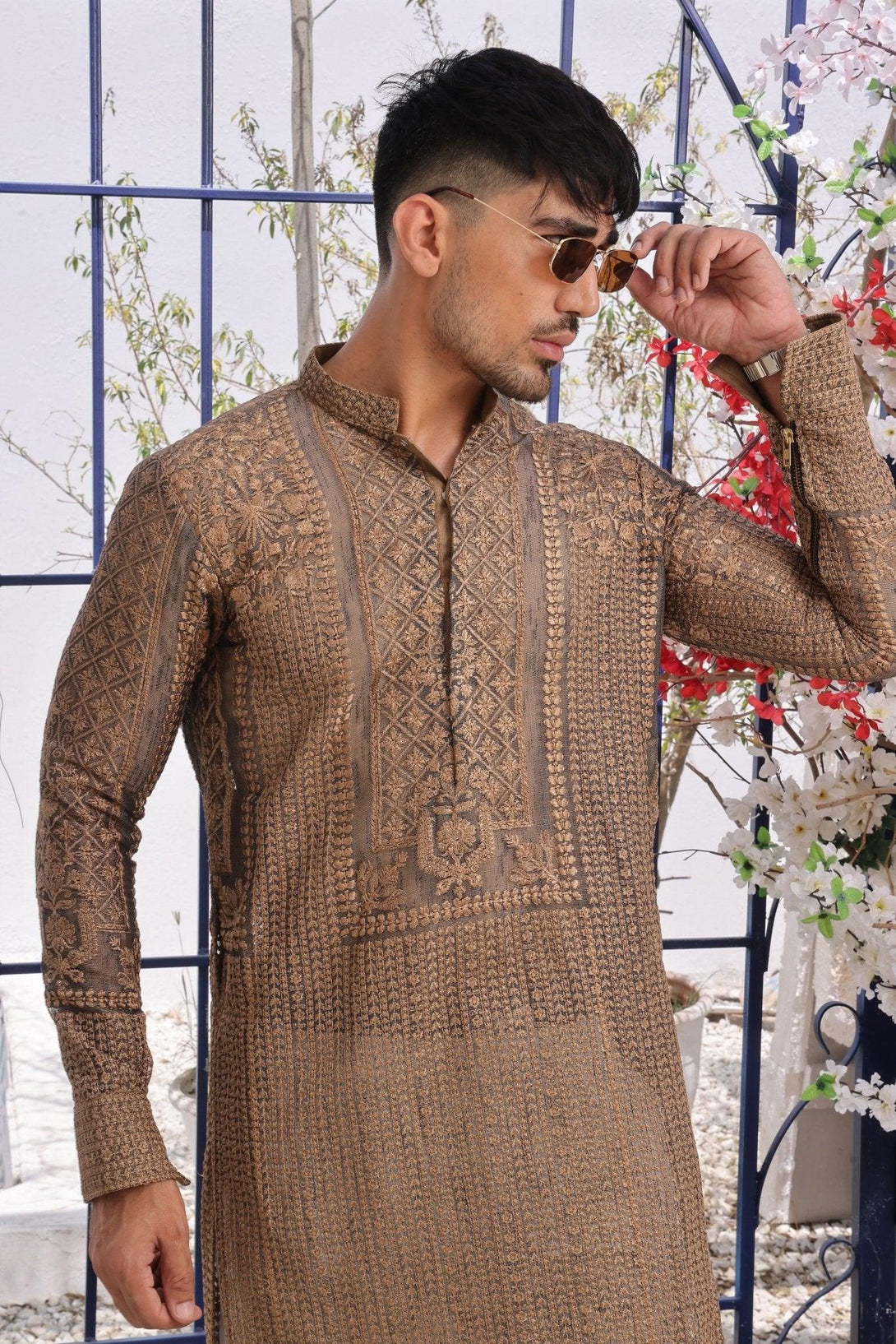 Embroidered Kurta and Pajama - ZB 1108 - Zeshan Bariwala