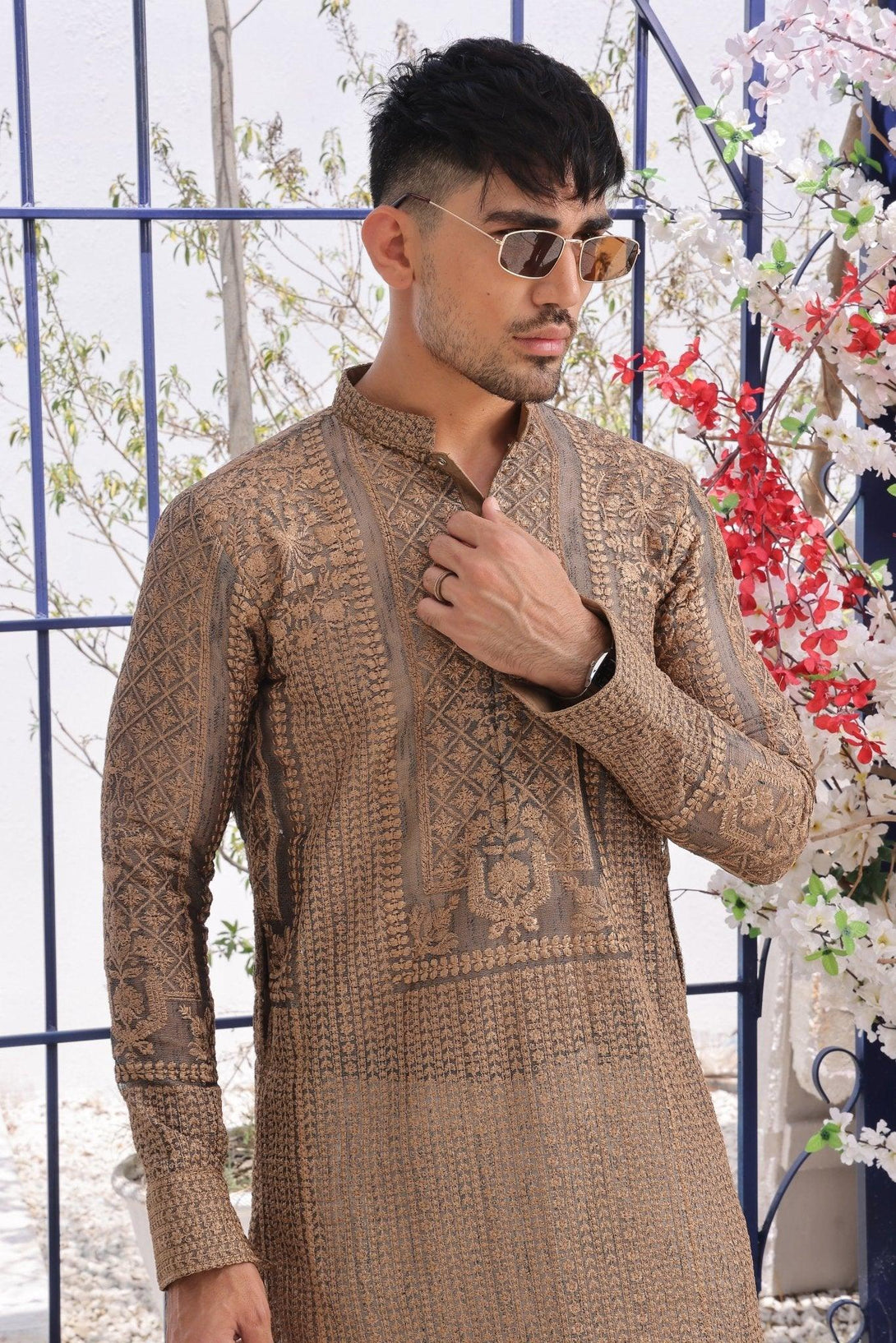 Embroidered Kurta and Pajama - ZB 1108 - Zeshan Bariwala