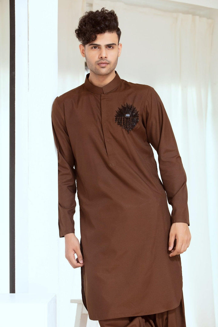 Embroidered Maroon Kurta and Pajama - ZB 1069 - Zeshan Bariwala